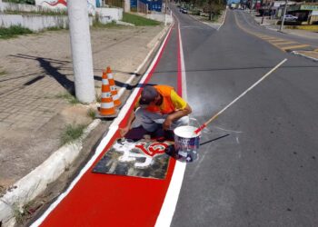 Prefeitura realiza em pinturas de ciclovia em vias de Itapetininga