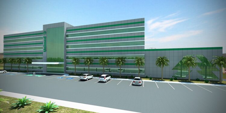 O novo prédio de clínicas da Unimed Sul Paulista será construído ao lado do hospital. (Divulgação)