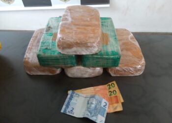 A Polícia Militar apreendeu seis tijolos de crack e R$ 42 em dinheiro. (Divulgação/ Polícia Militar)