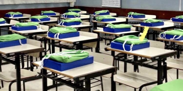 Os kits de materiais podem variar de cinco a 14 itens, de acordo com a faixa etária e etapa escolar, indispensáveis para o desenvolvimento das atividades das crianças. (Divulgação)