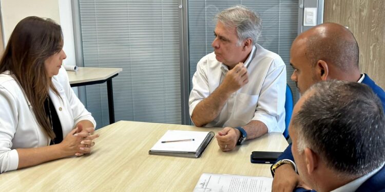 A deputada federal Simone Marquetto (MDB-SP) esteve com o prefeito de Alambari em audiência com a CDHU. (Divulgação)