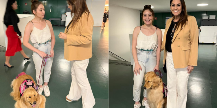 Simone Marquetto conheceu um pouco da história da jovem Keicia Nolasco, moradora de Brasília e que foi à Câmara dos Deputados. Keicia tem transtorno de espectro autista (TEA). (Divulgação)