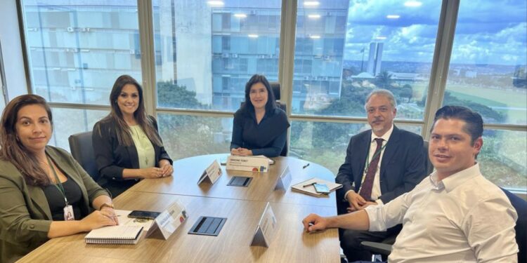 Simone Marquetto e o chefe do Executivo de Itapetininga levaram essa demanda para a Ministra Simone Tebet. (Divulgação)