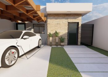 O imóvel também possui uma garagem Carport (com cobertura de painéis de energia fotovoltaica), que possibilita gastos mínimos na conta de energia. (Divulgação)