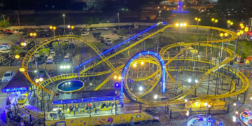A montanha-russa Looping Amarela, que fez sucesso na última edição do Rock in Rio, será uma das atrações da ExpoAgro Itapetininga. (Divulgação)