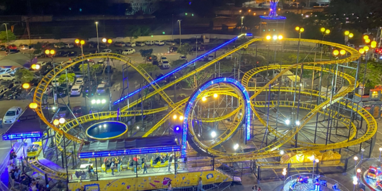 A montanha-russa Looping Amarela, que fez sucesso na última edição do Rock in Rio, será uma das atrações da ExpoAgro Itapetininga. (Divulgação)