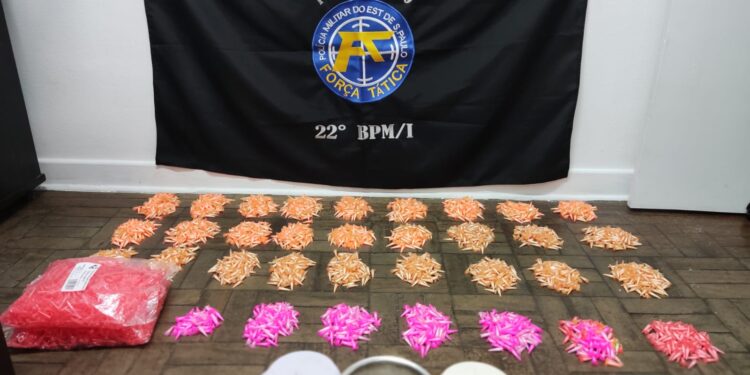 Segundo a PM, além dos pinos de cocaina, foram aprendidos microtubos para acondicionamento da droga e balanças. (Divulgação/ Polícia Militar)