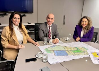 A deputada federal Simone Marquetto (MDB-SP) participou de uma audiência com a prefeita de Bauru, Suellen Rosim e o Secretário Nacional da Habitação do Ministério das Cidades, Hailton Madureira. (Divulgação)