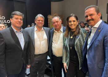 A deputada federal Simone Marquetto (MDB-SP) participou de um jantar, promovido pelo governador do estado de São Paulo, Tarcísio de Freitas (Republicanos) aos prefeitos e deputados federais e estaduais do MDB. (Divulgação)