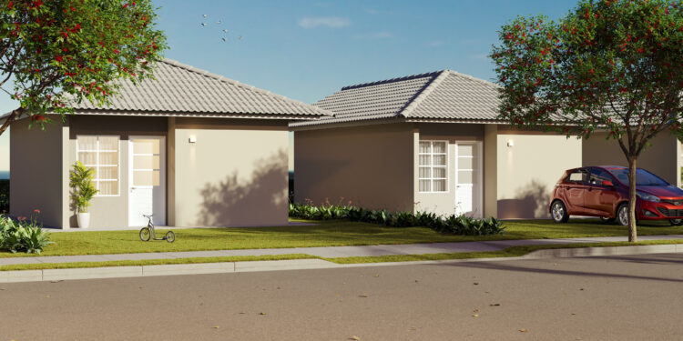 Com casas construídas em terrenos a partir de 152 m², não geminadas e com possibilidade de ampliação, o Residencial Vida Nova Itapê contará com imóveis de 43,85 m² com dois dormitórios, sala, cozinha, banheiro, área de serviço coberta, laje e piso cerâmico em todos os ambientes, além de quintal e espaço para veículo. (Divulgação)