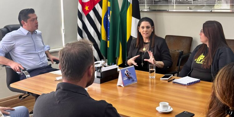 A deputada federal Simone Marquetto (MDB-SP) esteve no gabinete do prefeito de Itapetininga, Jeferson Brun, com representantes da UIPA. (Divulgação)