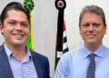 O prefeito Jeferson Brun e o governador Tarcísio de Freitas. )(Divulgação)