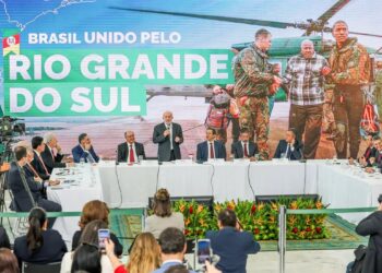 Em apresentação no Palácio do Planalto, o presidente Luiz Inácio Lula da Silva anunciou um conjunto de medidas para o Rio Grande do Sul. (Divulgação)