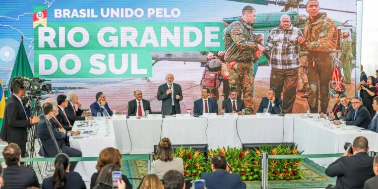 Em apresentação no Palácio do Planalto, o presidente Luiz Inácio Lula da Silva anunciou um conjunto de medidas para o Rio Grande do Sul. (Divulgação)