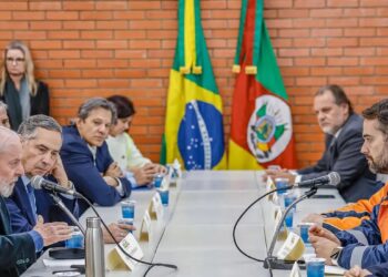 o presidente Luiz Inácio Lula da Silva durante reunião no Rio Grande do Sul. (Agência Brasil)