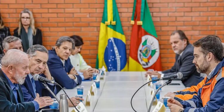 o presidente Luiz Inácio Lula da Silva durante reunião no Rio Grande do Sul. (Agência Brasil)