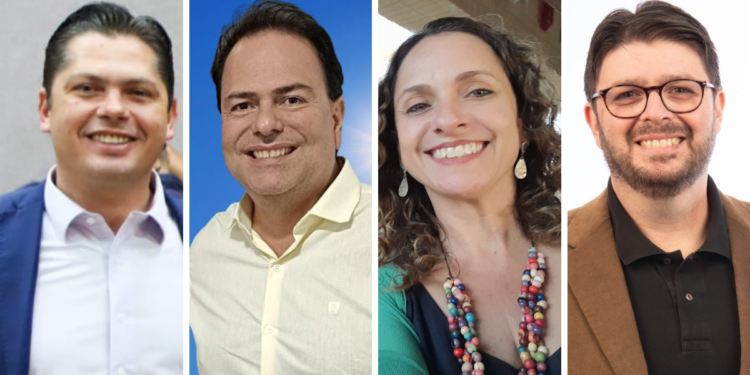 Jeferson Brun (Republicanos), Osmar Thibes Jr. (PSDB), Paula Granato (PV) e Milton de Oliveira Jr. (PL).