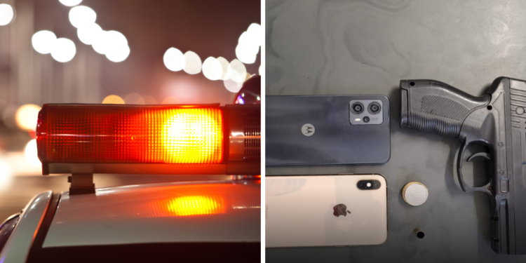 A PM apreendeu arma e celular. (Divulgação/Polícia Militar)