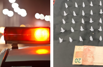 Com o suspeito, os policiais encontraram 167 pinos de cocaína e R$20 em espécie. (Divulgação/Polícia Militar)