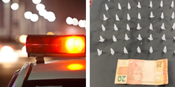Com o suspeito, os policiais encontraram 167 pinos de cocaína e R$20 em espécie. (Divulgação/Polícia Militar)