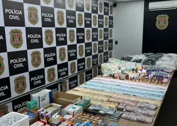 Durante as buscas, a polícia encontrou milhares de microtubos, remédios de uso exclusivo de hospitais. (Divulgação)