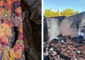 O corpo da vítima foi encontrado carbonizado após um incêndio, o que levou a polícia a considerar, inicialmente, a possibilidade de um incêndio acidental. (Divulgação/Polícia Civil)