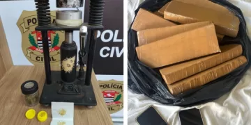 No decorrer da operação, o suspeito preso em Itapetininga foi identificado como o responsável pela extração de óleo de maconha, utilizando uma prensa que foi apreendida. (Dviulgação)