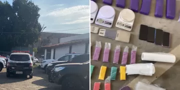 nte pelos crimes de tráfico, associação para o tráfico e porte ilegal de arma de fogo. As equipes apreenderam 125 tijolos e 411 porções de maconha, seis pacotes e 8.427 porções de cocaína, seis pacotes e 430 porções de crack. (Divulgação)